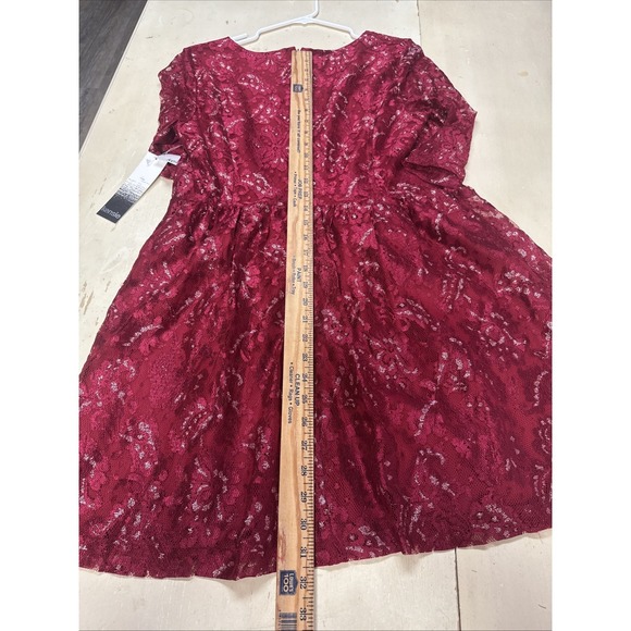 Kensie Womens Flare Lace A-line Dress, rich Red XL New With Tags Xl/eg/tg - Picture 7 of 11